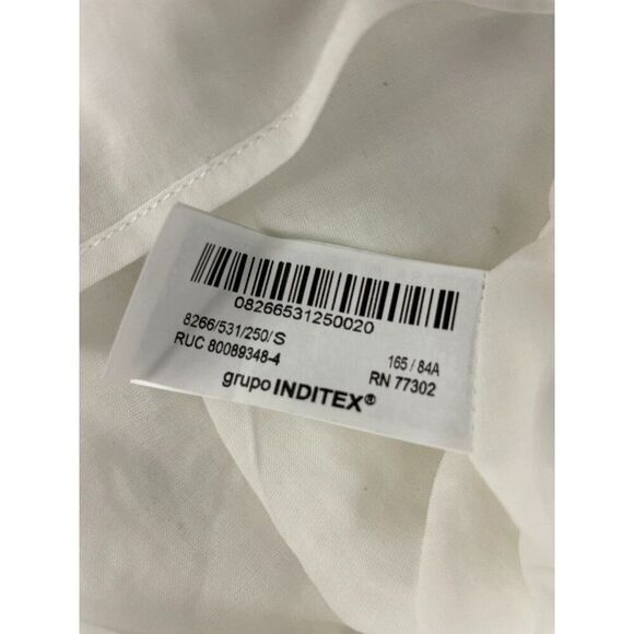 Zara Womens Dress S Small Mini White Fringed Trim Short Sleeve 8266/531 NWT - Picture 7 of 12